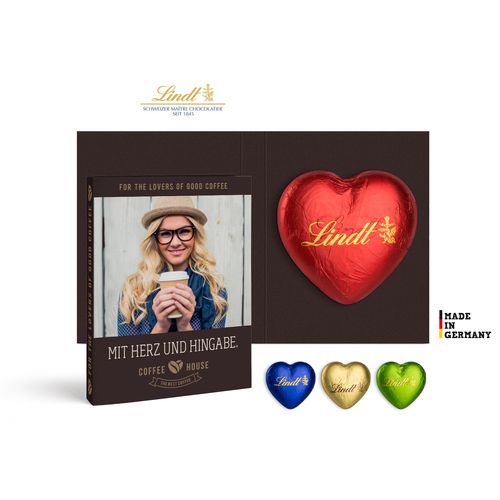 CARTE PERSONNALISABLE avec coeur en chocolat Lindt 20 g