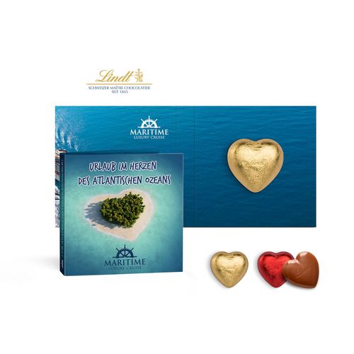 CARTE PERSONNALISABLE avec coeur en chocolat Lindt 5 g