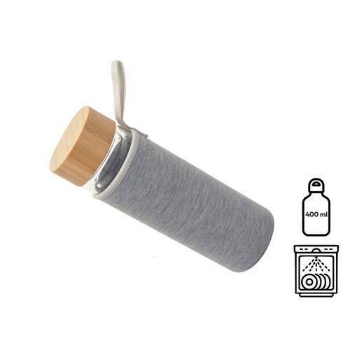 Bouteille en verre double paroi 'Ocha', 400 ml, housse néoprène