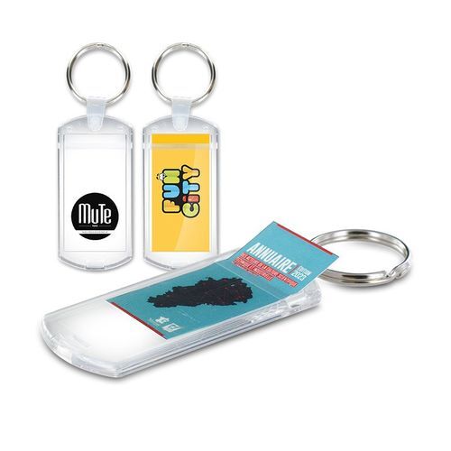 PORTE CLES TRANSPARENT PORTE-ETIQUETTE (anneau 25 mm)