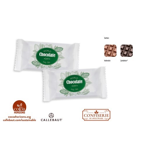 Chocolat mini-tablette de 10g, chocolat au lait Callebaut