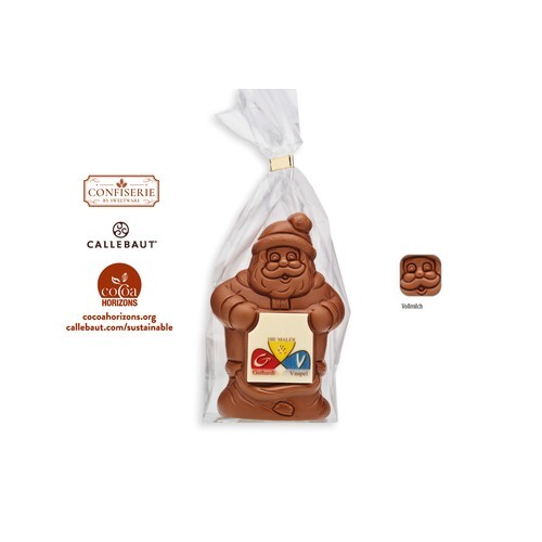 Père Noël en chocolat avec plaque en chocolat, Père Noël 80g