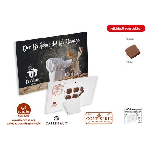 Calendrier évènementiel à poser, Callebaut chocolat au lait calendrier