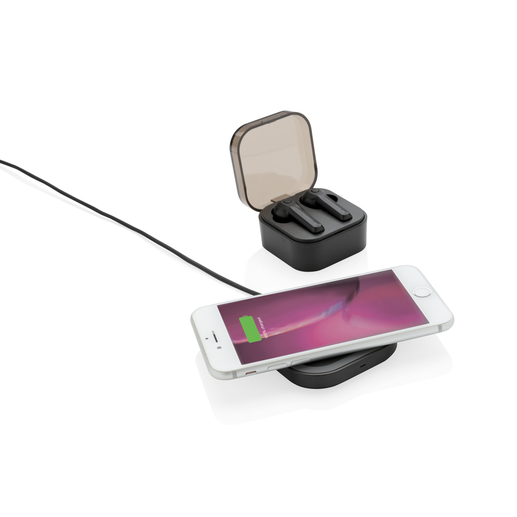 écouteur bluetooth sans fil, Objets publicitaires, écouteurs  personnalisables avec base de recharge sans fil