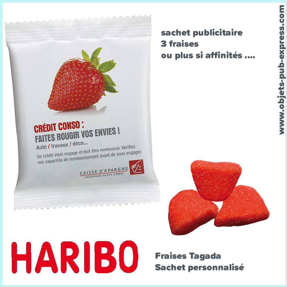 bonbon Haribo publicitaire fraise Tagada sachet personnalisé