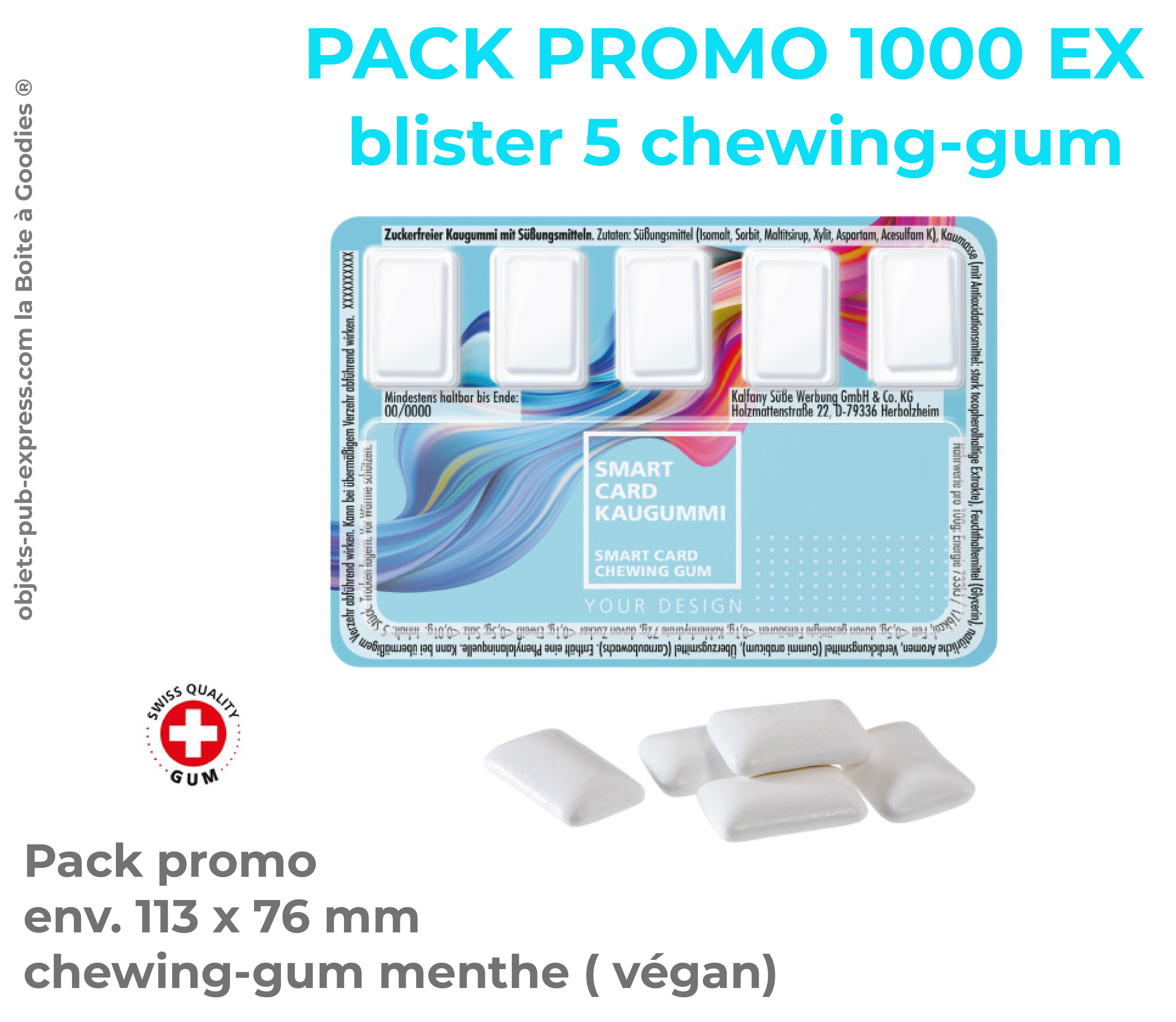 PACK PROMO 1000 EX  CARTE CHEWING-GUM CARTE A PUCE QUADRI