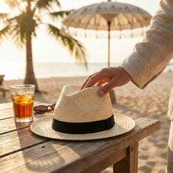 Chapeau paille blanche DOULOS