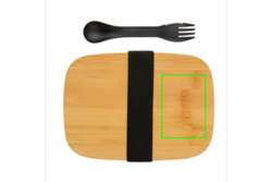 Boîte à Lunch en acier avec couvercle en bambou et cuichette
