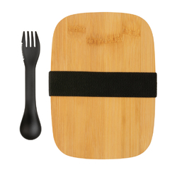 Boîte à Lunch en acier avec couvercle en bambou et cuichette
