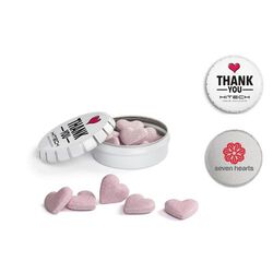 102890 - BONBONS EN FORME DE COEUR
dans la boîte clic clac ø 53mm - 1-Objet-Pub