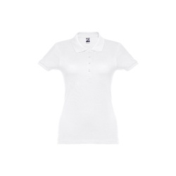THC EVE WH. Polo manches courtes ceinturé pour femme en coton cardé