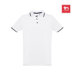 THC ROME WH. Polo en coton bicolore pour homme. Couleur blanche