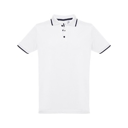 THC ROME WH. Polo en coton bicolore pour homme. Couleur blanche