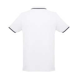 THC ROME WH. Polo en coton bicolore pour homme. Couleur blanche