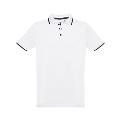 THC ROME WH. Polo en coton bicolore pour homme. Couleur blanche