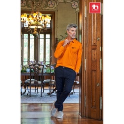 THC BERN. Polo à manches longues en coton cardé pour hommes