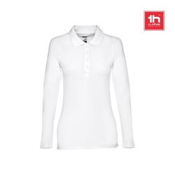 THC BERN WOMEN WH. Polo à manches longues pour femmes en coton cardé