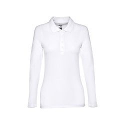 THC BERN WOMEN WH. Polo à manches longues pour femmes en coton cardé