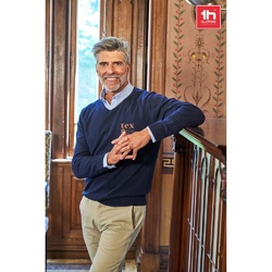 THC MILAN. Pull col V pour homme en coton et polyamide