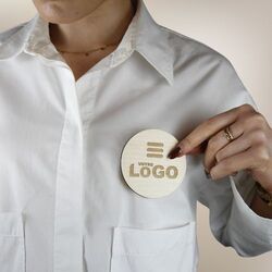 Badge en bois AIMANTÉ - France Carré 30 mm Bois véritable