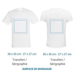 Tee-Shirt Unisexe Couleur - 150gr -  XXS Blanc Chiné