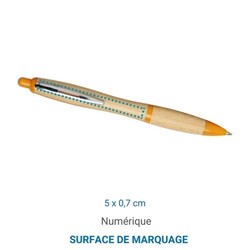 Stylo à bille NASH BAMBOU Encre bleue - Blanc