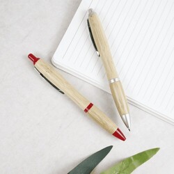 Stylo à bille NASH BAMBOU Encre bleue - Blanc