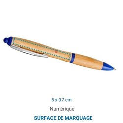 Stylo à bille NASH BAMBOU Encre bleue - Blanc