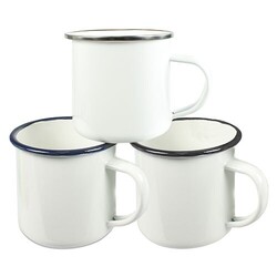 Mug Émaillé Blanc Bord Bleu foncé
