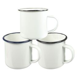 Mug Émaillé Blanc Bord couleur - 300 ml