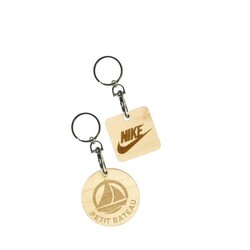 Porte-clés ECO PLAQUE BOIS rond ou carré 50 mm