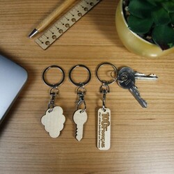 Porte-clés ECO PLAQUE BOIS rond ou carré 50 mm