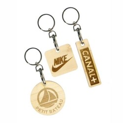 Porte-clés ECO PLAQUE BOIS rond ou carré 50 mm