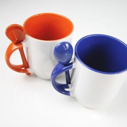Tasse BICOLORE cuillère - Bleu cambridge