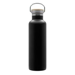 Bouteille isotherme 'Arima', noire, bouchon bambou, 750ml