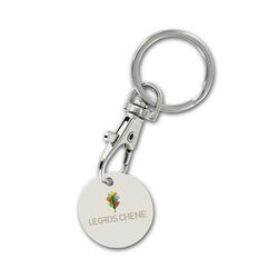 PORTE-CLES MOUSQUETON METAL AVEC JETON EN BIO-COMPOSITE BIOPLAST(r)