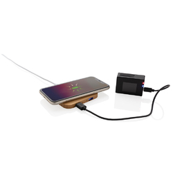 Chargeur sans fil 5W et USB en bambou