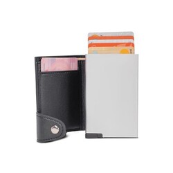 Portefeuille avec porte-cartes bleue RFID