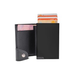 Portefeuille avec porte-cartes bleue RFID