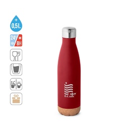 SOLBERG. Thermos 560mL en acier inox avec base en liège