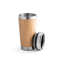 PIETRO. Tasse de voyage 500mL en babou et acier inox