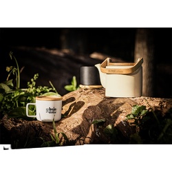 FANGIO. Tasse en céramique 220 mL avec couvercle et base en bambou