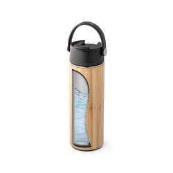 LAVER. Bouteille thermos 440mL en bambou, acier inox et PP