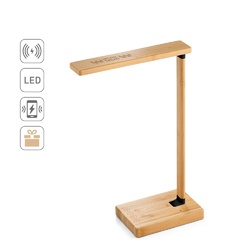 MOREY. Lampe de bureau pliante avec chargeur sans fil ultrarapide de 15 W en bambou