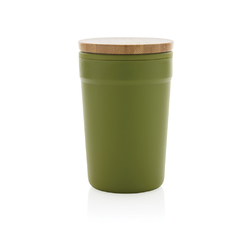 Mug 300ml en PP recyclé GRS avec couvercle en bambou