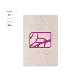 ORGANIC RIGID. Bloc-notes A5 avec couverture rigide fabriquée à partir de matière organique d'éléphant (80%)