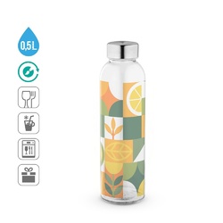 SOLER. Bouteille en verre 500mL avec bouchon en acier inox à sublimation