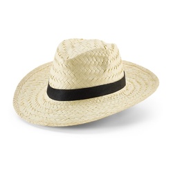 EDWARD POLI. Chapeau de paille naturelle avec bande en polyester