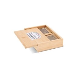 Jeu de cartes à jouer dans une boîte en bambou