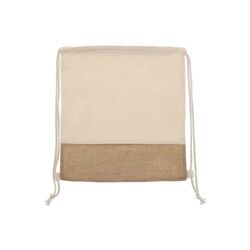 Sac à cordon Jute avec cordons en coton 38x41cm